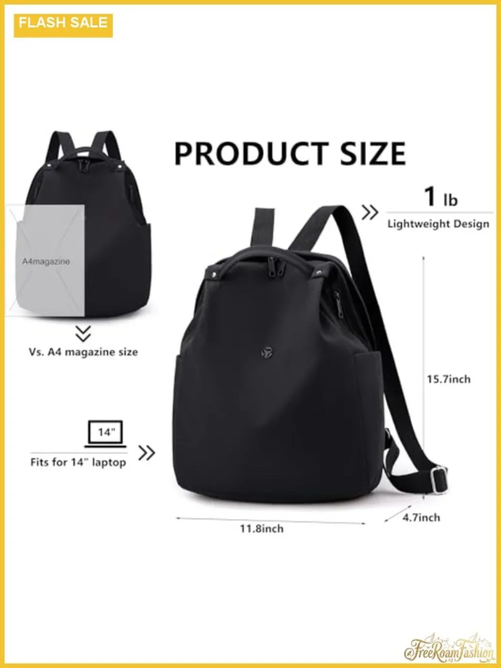 Nylon Women Backpack Small Lightweight Travel Daypack with 8 Pockets